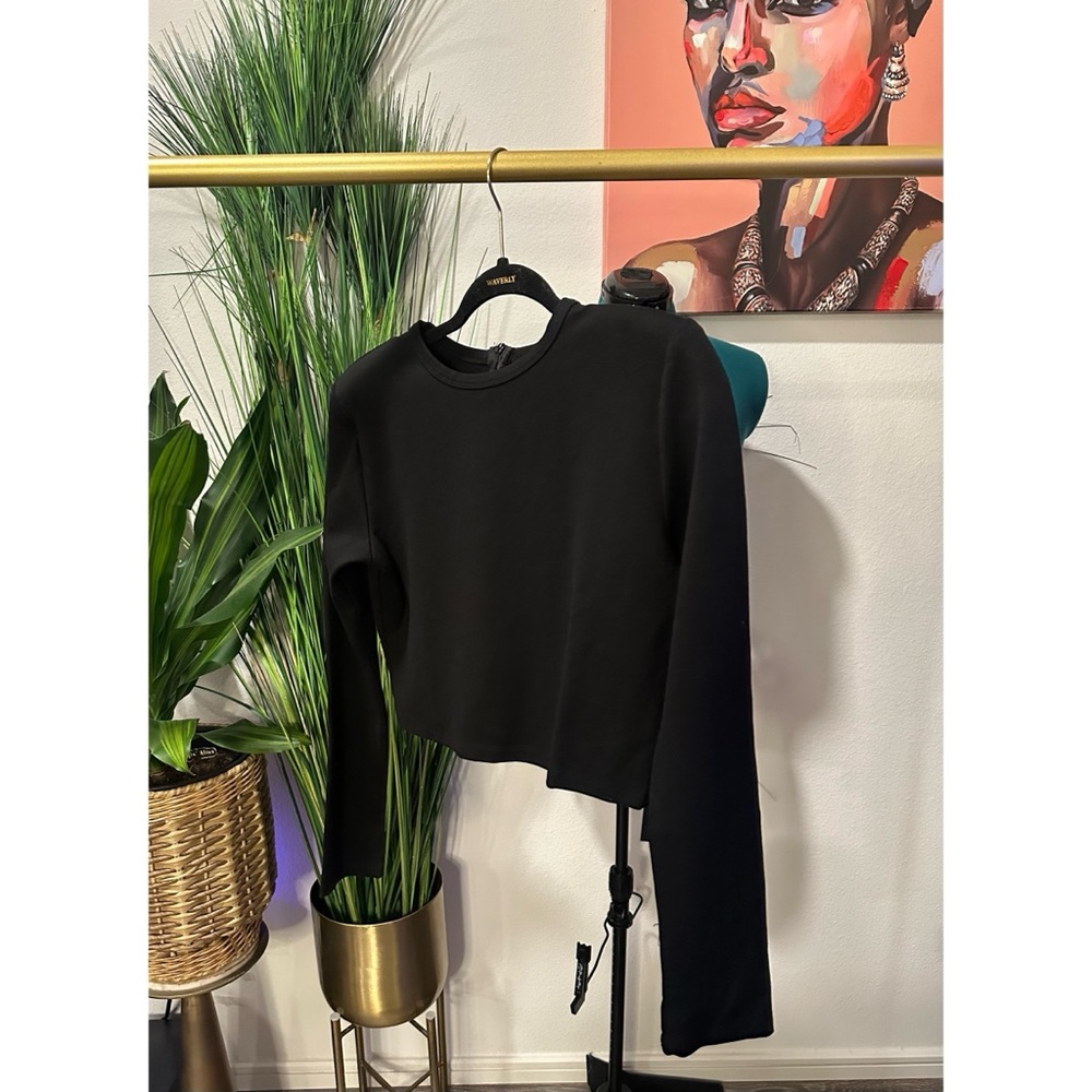 Barneys New York x Forever 21 Black Long Sleeve Crop Top - Size Large - Picture 6 of 10